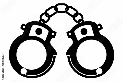 handcuff silhouette line art vector illustration