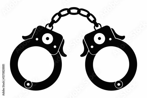 handcuff silhouette line art vector illustration