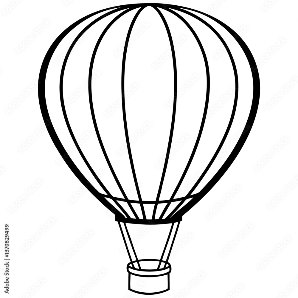 Obraz premium hot air balloon silhouette line art vector illustration