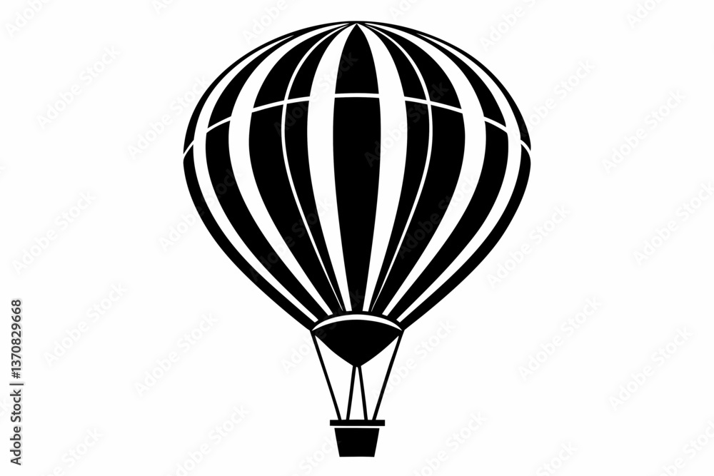Naklejka premium hot air balloon silhouette line art vector illustration