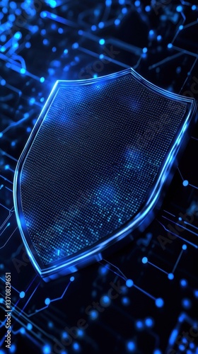 Digital Shield on Circuit Board Background