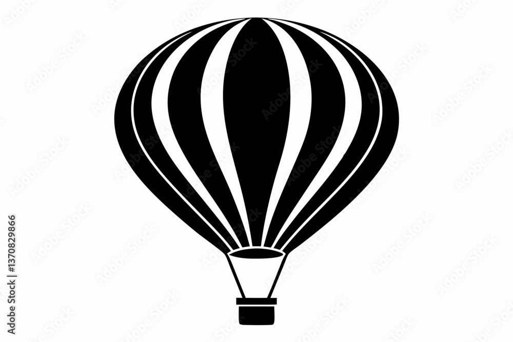 Naklejka premium hot air balloon silhouette line art vector illustration