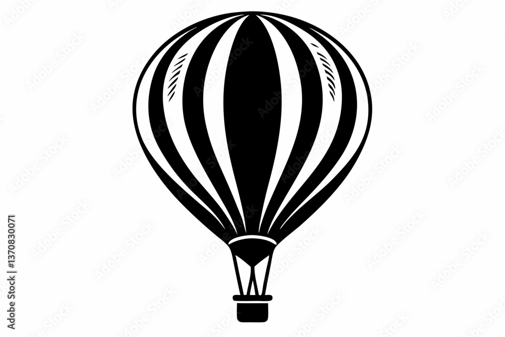 Obraz premium hot air balloon silhouette line art vector illustration