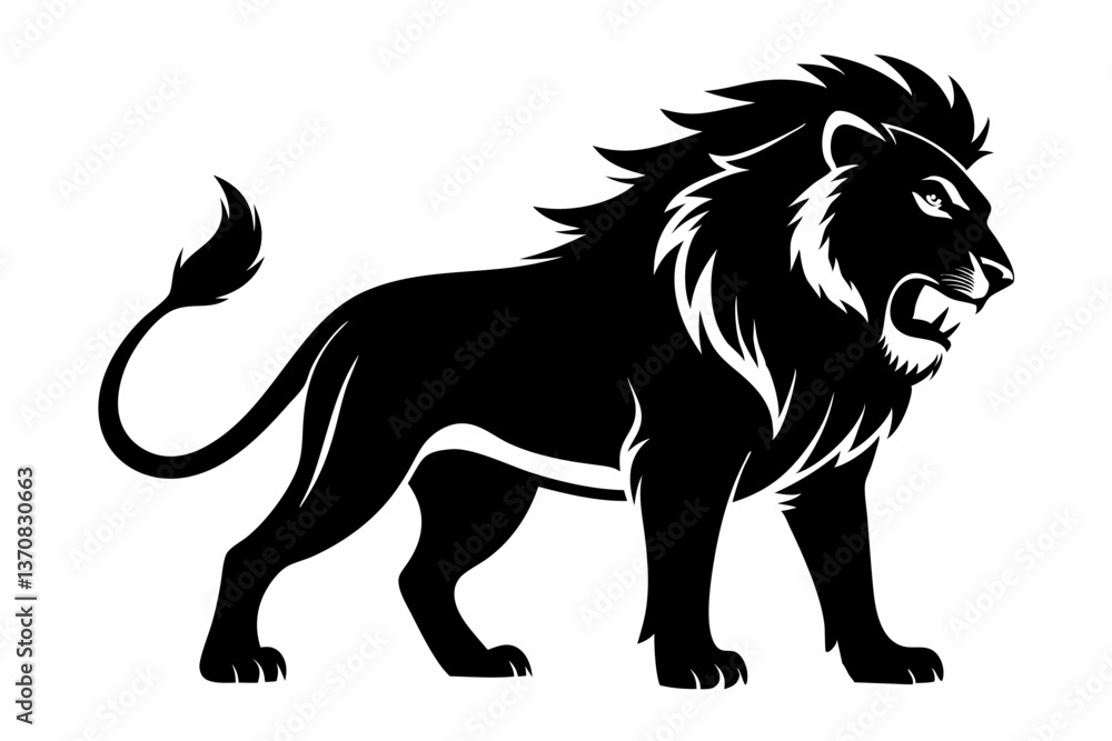 hungry lion silhouette line art vector illustration hungry lion silhouette line art vector illustration