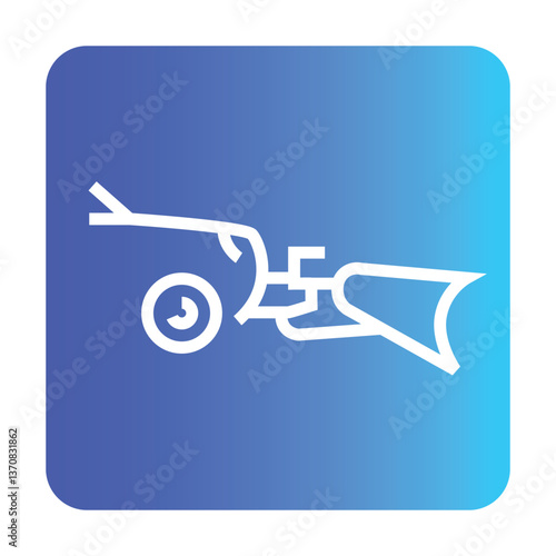 Vehicle-mounted Snowplow line black icon. Vector isolated button.