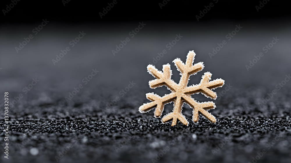 Detailed Macro Shot of a Golden Snowflake on a Textured Dark Background Detailed Macro Shot of a Golden Snowflake on a Textured Dark Background