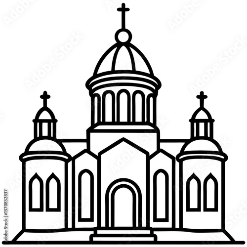 orthodox church silhouette line art vector illustration