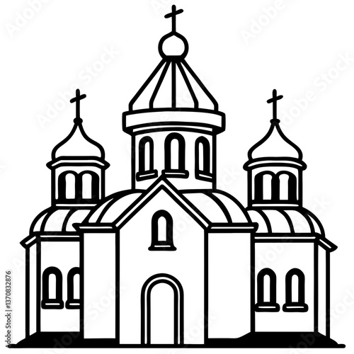 orthodox church silhouette line art vector illustration
