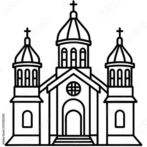 orthodox church silhouette line art vector illustration