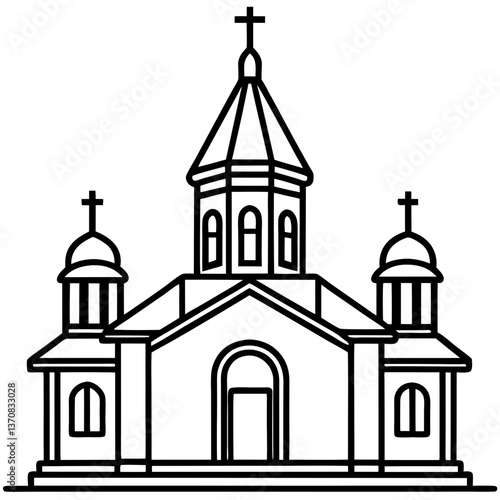 orthodox church silhouette line art vector illustration