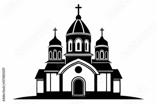 orthodox church silhouette line art vector illustration