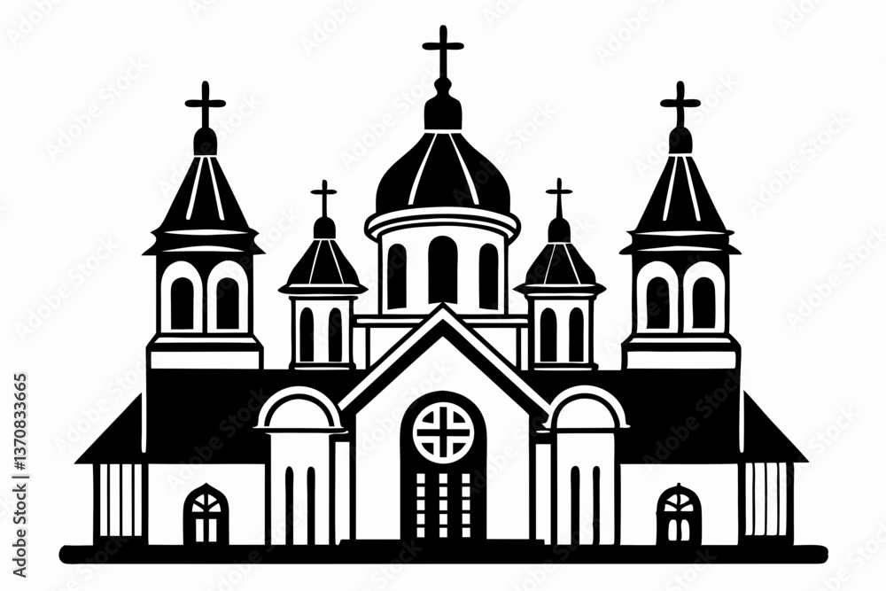 custom made wallpaper toronto digitalorthodox church silhouette line art vector illustration