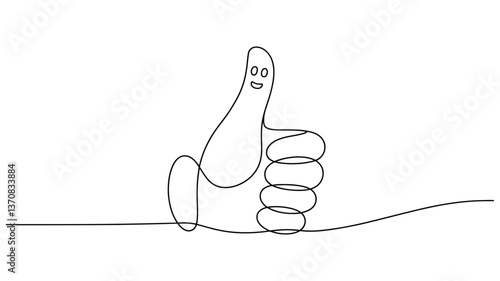 Positive Gesture: A minimalist line drawing presents a friendly thumbs-up gesture, radiating approval and positivity.