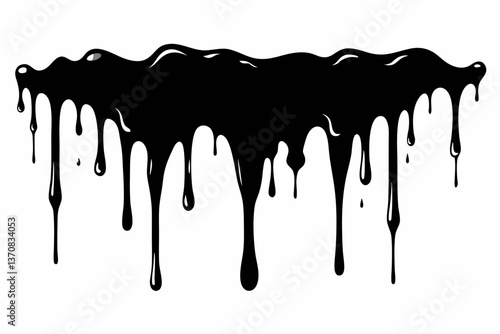 paint drips silhouette line art vector illustration