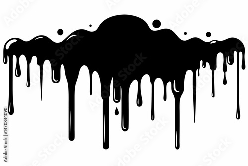 paint drips silhouette line art vector illustration