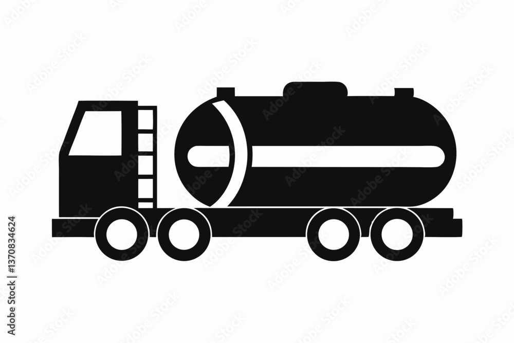 Fototapeta premium petrol tanker silhouette line art vector illustration
