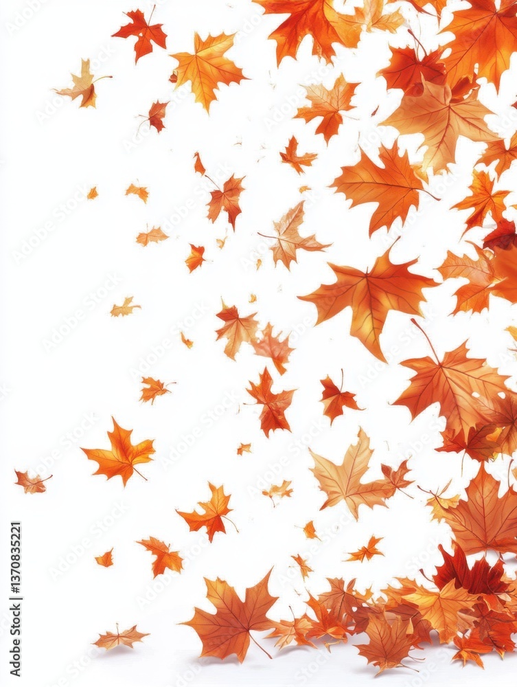 Captivating Autumnal Cascade of Maple Leaves Against a Pristine White Backdrop A Symphony of Fall Colors in Motion Captivating Autumnal Cascade of Maple Leaves Against a Pristine White Backdrop A Symphony of Fall Colors in Motion