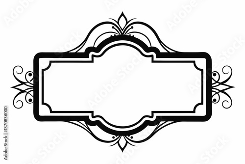 rectangular calligraphic frames silhouette line art vector illustration