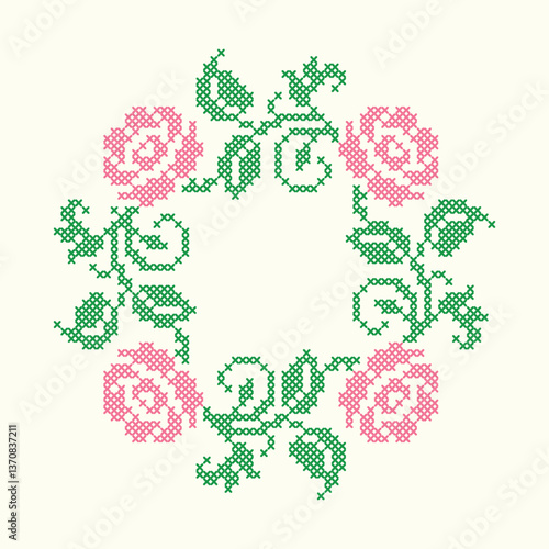 vector art embroidery floral border