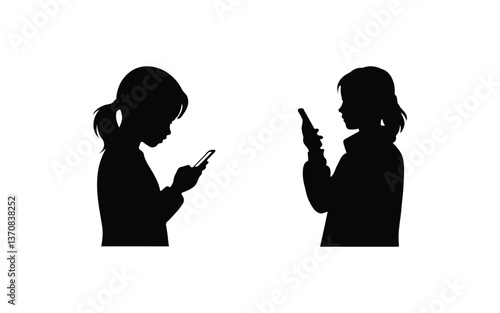 silhouette of a young woman talking on the phone