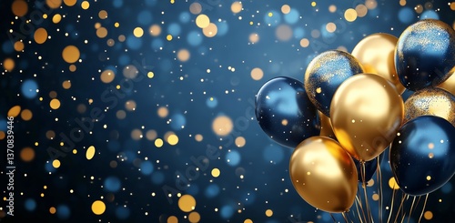 Colorful Balloons With Glitter Against a Sparkling Background for Celebration...
