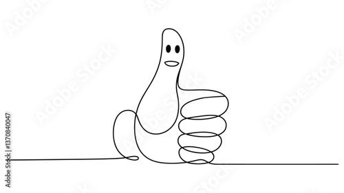Thumbs Up Doodle: A simple line drawing of a thumbs-up gesture, radiating positivity and approval.