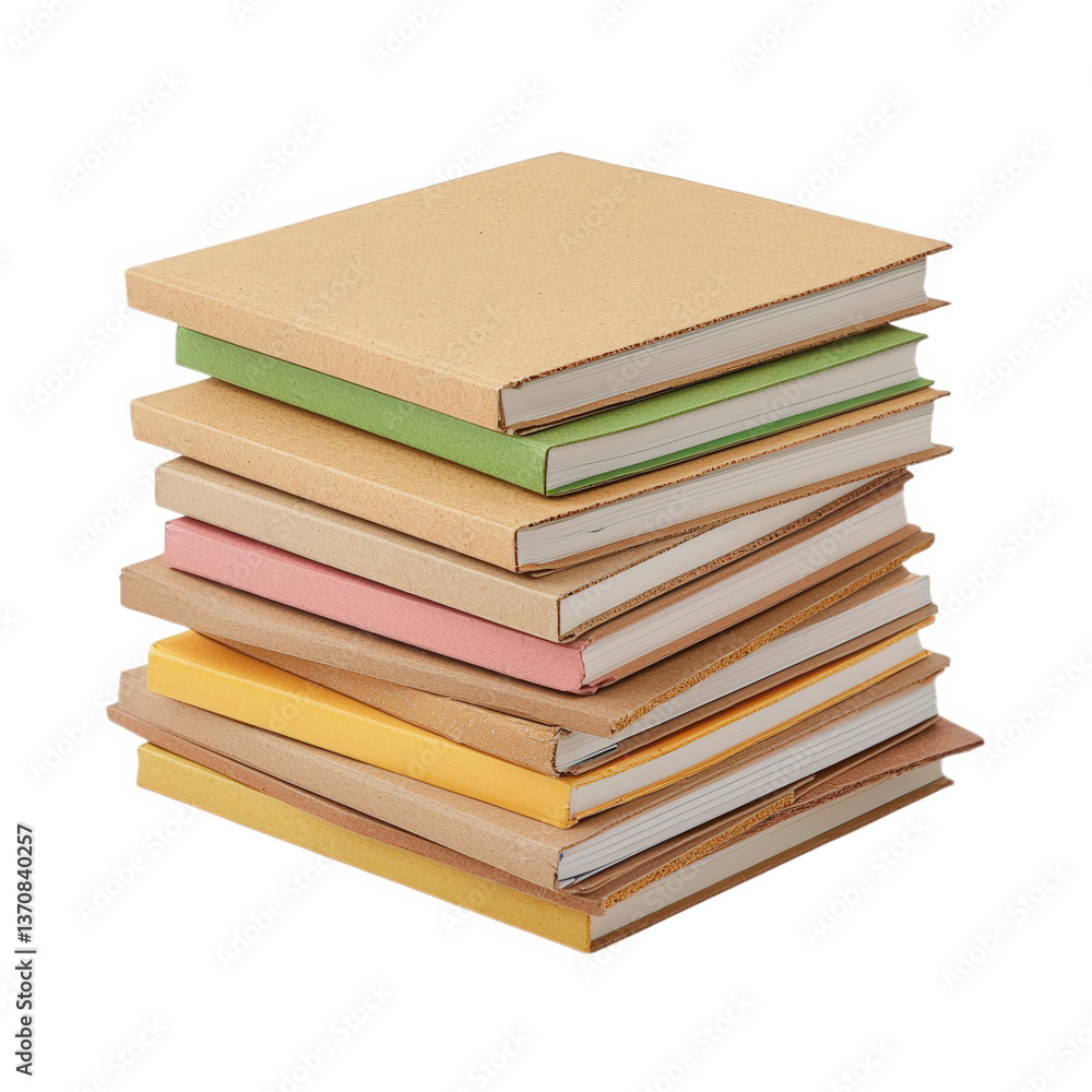 Stack of colorful notebooks on a white background showcasing a variety of pastel shades ideal for organizing notes, journaling, or creative projects Stack of colorful notebooks on a white background showcasing a variety of pastel shades ideal for organizing notes, journaling, or creative projects