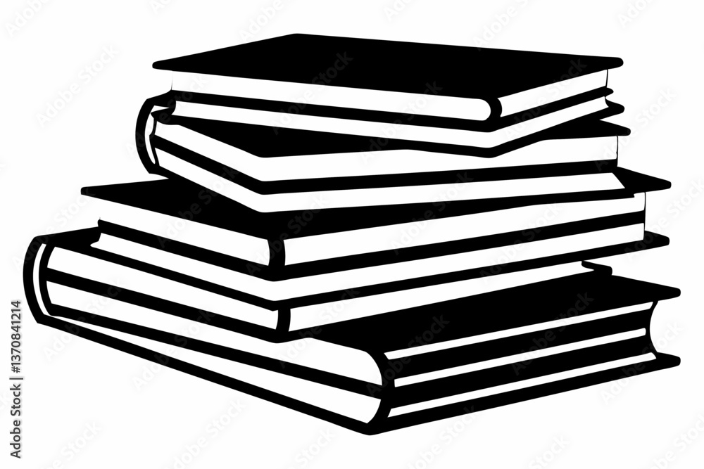 stacked books silhouette line art vector illustration stacked books silhouette line art vector illustration