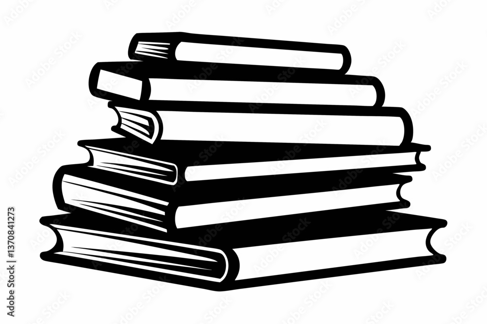 stacked books silhouette line art vector illustration stacked books silhouette line art vector illustration