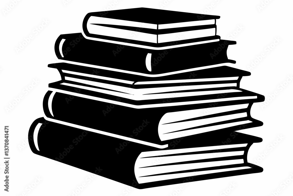 stacked books silhouette line art vector illustration stacked books silhouette line art vector illustration