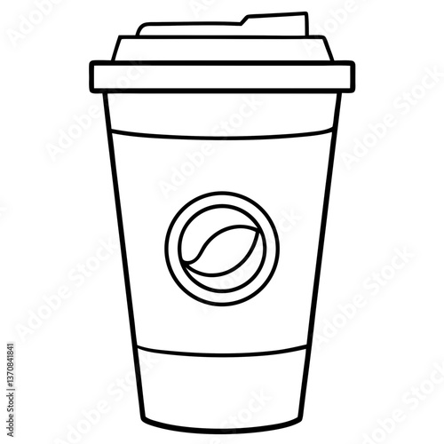 Tableau sur toile starbucks cup silhouette line art vector illustration
