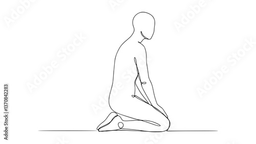 Kneeling Pose Line Art: Illustrate Humility with Clean Lines