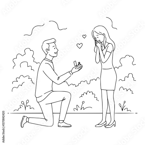 Marriage Proposal Pose Line Art: Simplify Romantic Moments with Minimalist Art