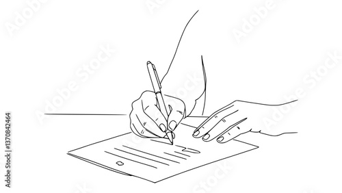 Document Signing Pose Line Art: Illustrate Professionalism with Clean Lines