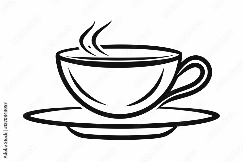 Obraz premium tea cup line sketch icon silhouette line art vector illustration