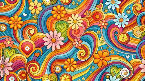 Here is a pattern of many flowers in different colors.