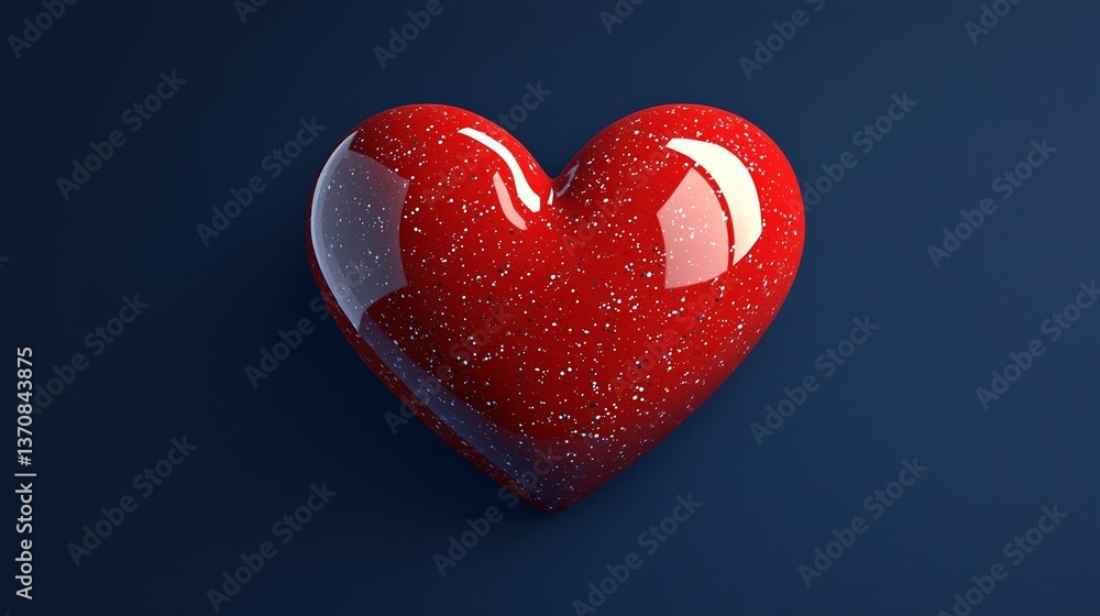 Obraz premium Classic red heart sign set against a navy blue plain background, symbolizing deep love.