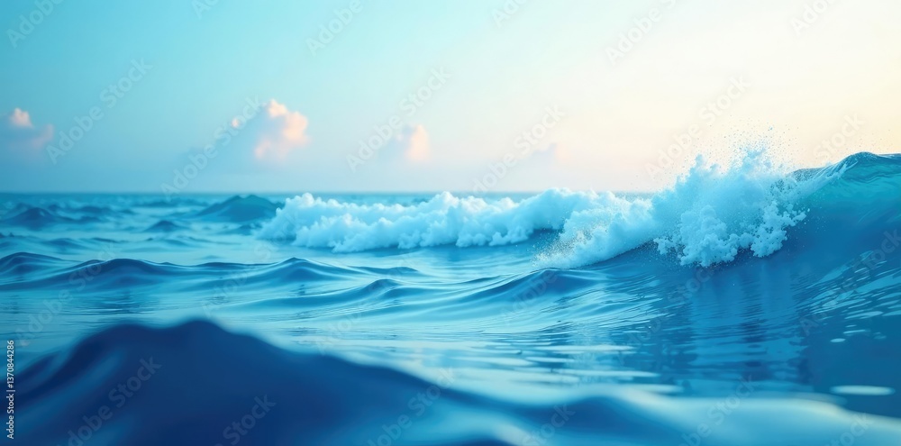 Fototapeta premium Dreamy oceanic atmosphere with soft blue shades, whites, subtle gradient