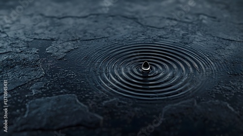 Minimalist Water Drop Ripples Creating Elegant Soothing Concept for Mindfulness Meditation