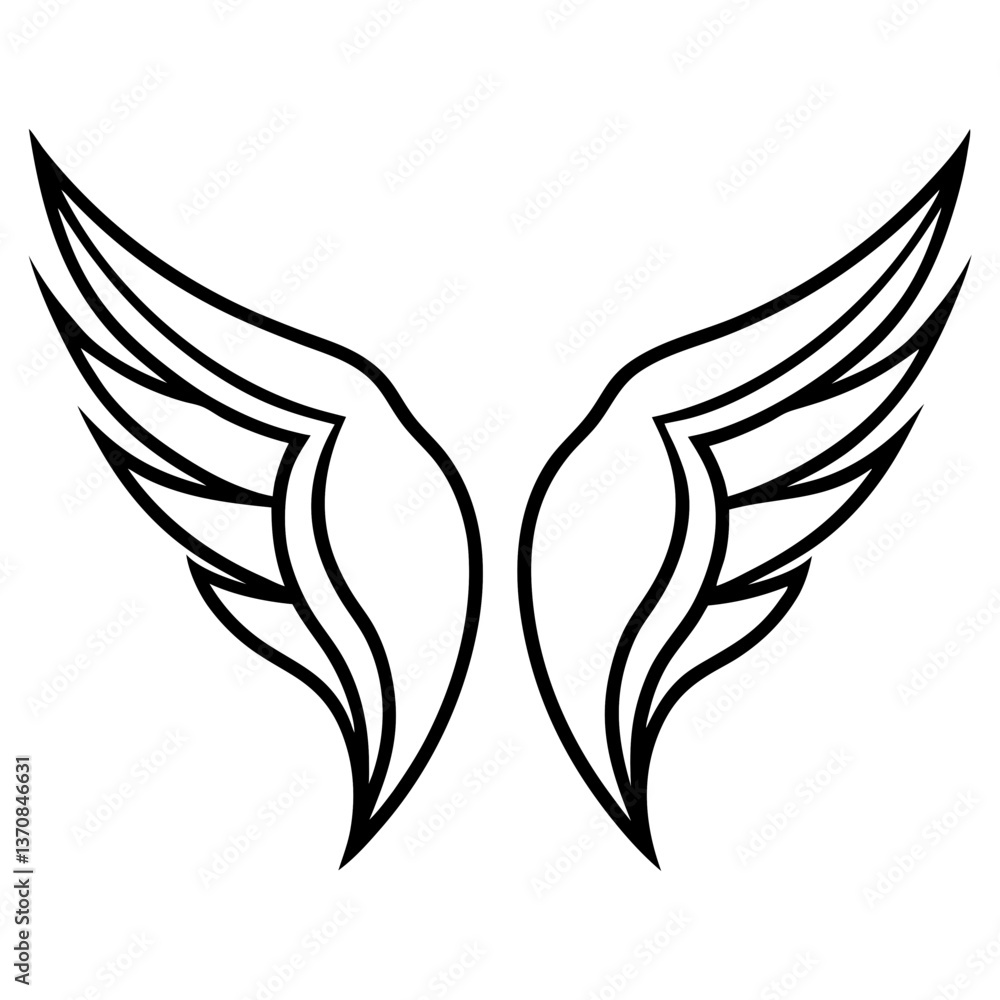 Fototapeta premium wings silhouette line art vector illustration