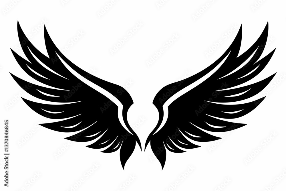 wings silhouette line art vector illustration wings silhouette line art vector illustration