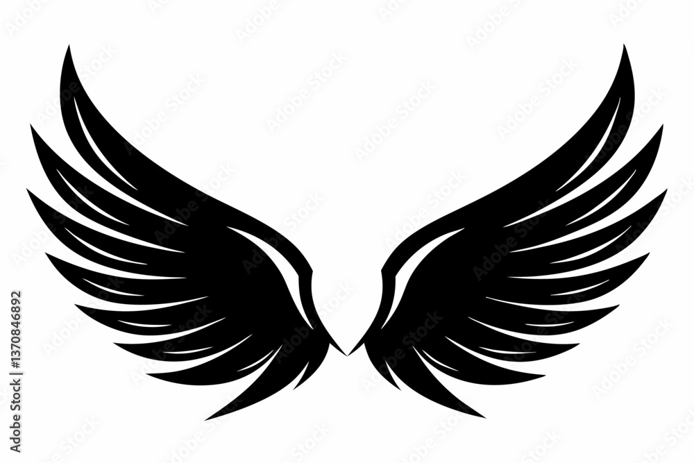 wings silhouette line art vector illustration wings silhouette line art vector illustration