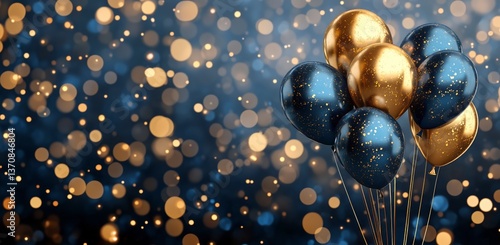Colorful Balloons With Glitter Against a Sparkling Background for Celebration...