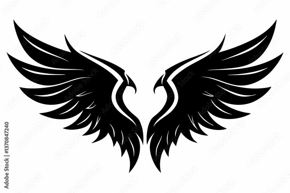 Fototapeta premium wings silhouette line art vector illustration