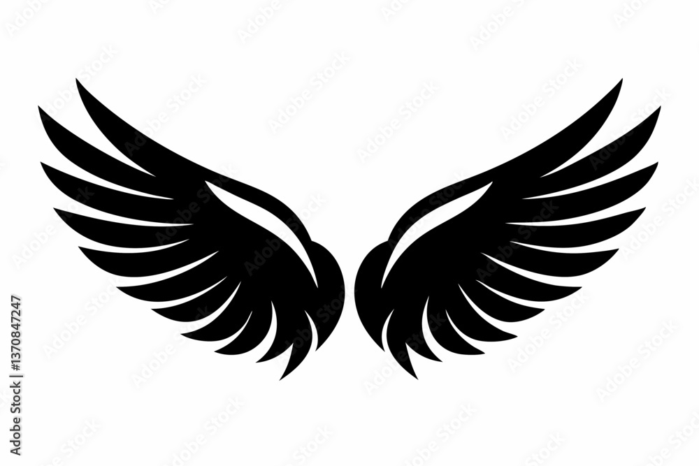 Obraz premium wings silhouette line art vector illustration