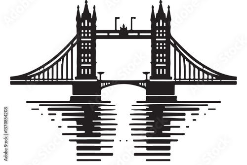 Silhouette of London Tower Bridge illustration for tourism websites