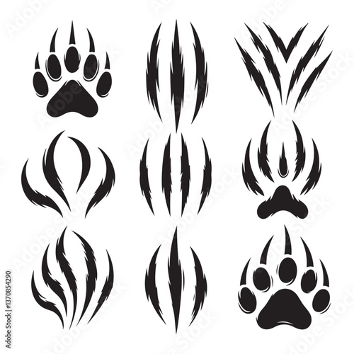 Silhouette collection of claw marks illustration for scary designs