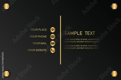 Elegant Black and Gold Contact Information Template