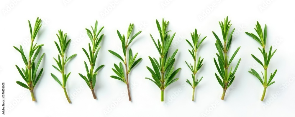 sprigs of rosemary isolated on white background, herbalism, plant life sprigs of rosemary isolated on white background, herbalism, plant life