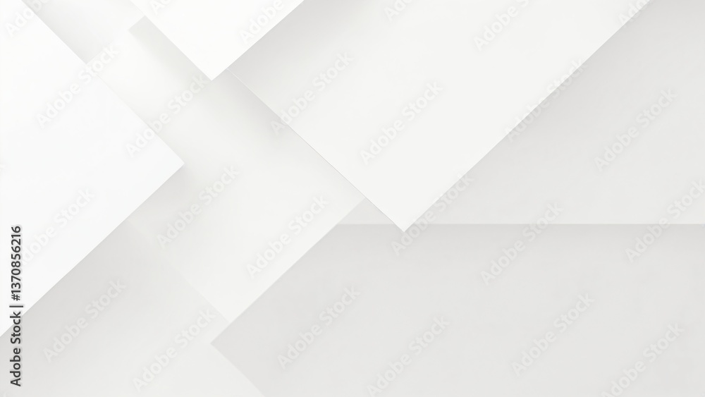 Abstract White Geometric Background with Textured Pattern and Tech-Inspired Layered Shapes
